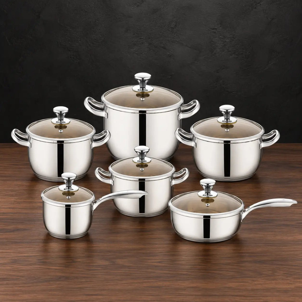 Bakelite Handle 12-Piece 201 Stainless Steel Cookware Set - HUFA Kitchenware