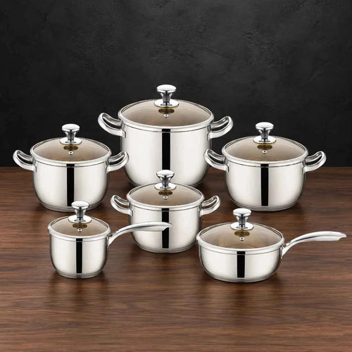 Bakelite Handle 12-Piece 201 Stainless Steel Cookware Set