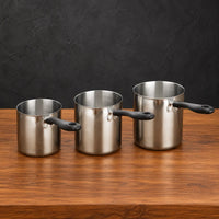 Bakelite-handle milk cups in standard and thickened configurations