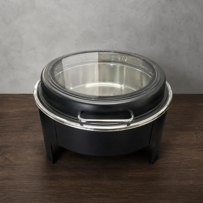 Black or White 8L Round Chafer with Slow-Close Viewing Lid