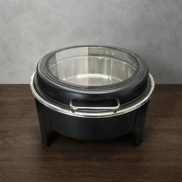 Black or White 8L Round Chafer with Slow-Close Viewing Lid