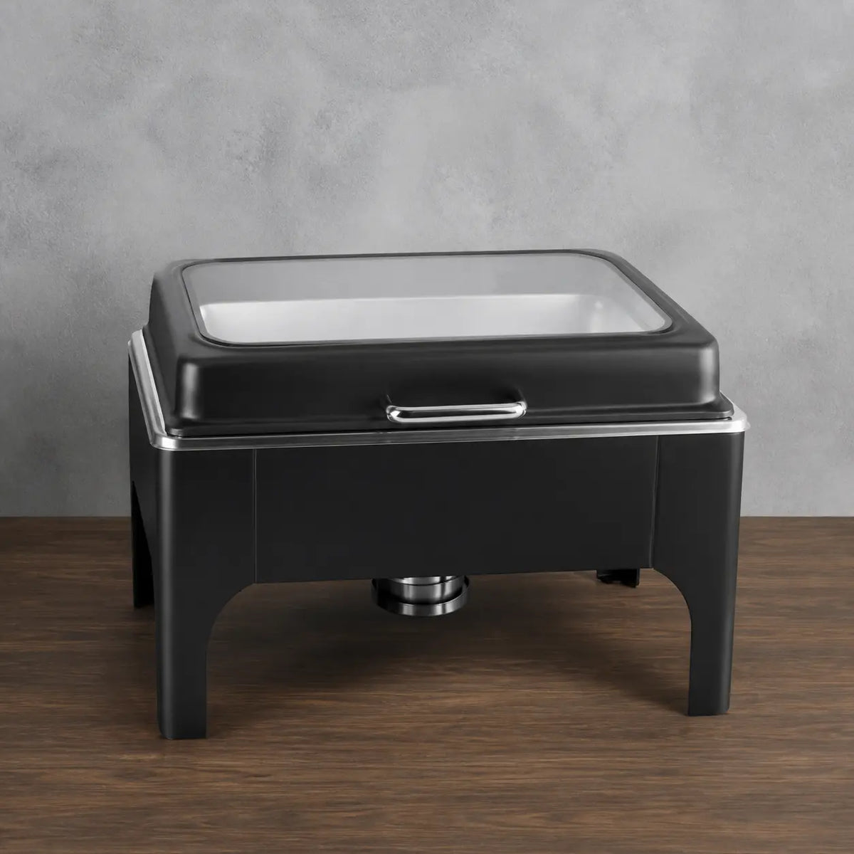 Black or White Square High-Leg Chafer with Two Pan Layouts