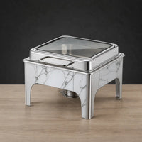 Decorative Square High-Leg Chafer with Single or Double Pan