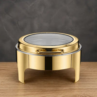 Full-Gold 8L Round Buffet Chafer with Slow-Close Viewing Lid