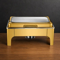 Luxury Full-Gold Buffet Chafer with Wide Soft-Close Viewing Lid