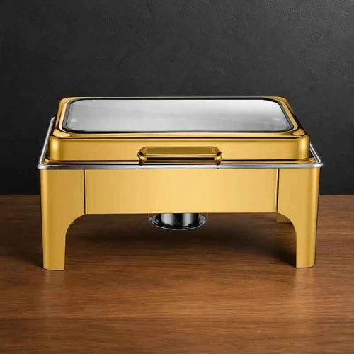 Luxury Full-Gold Buffet Chafer with Wide Soft-Close Viewing Lid