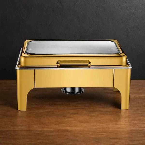 Luxury Full-Gold Buffet Chafer with Wide Soft-Close Viewing Lid