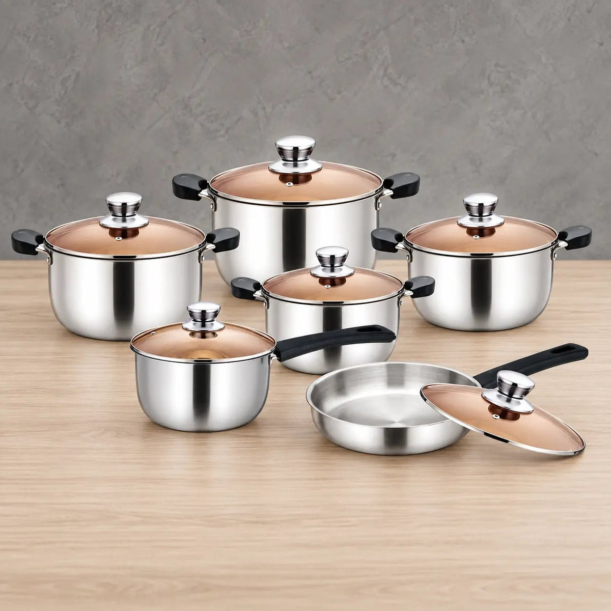 Gold-Accent 12-Piece Cookware Set with 3L Kettle - HUFA Kitchenware
