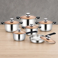 Gold-Accent 12-Piece Cookware Set with 3L Kettle - HUFA Kitchenware