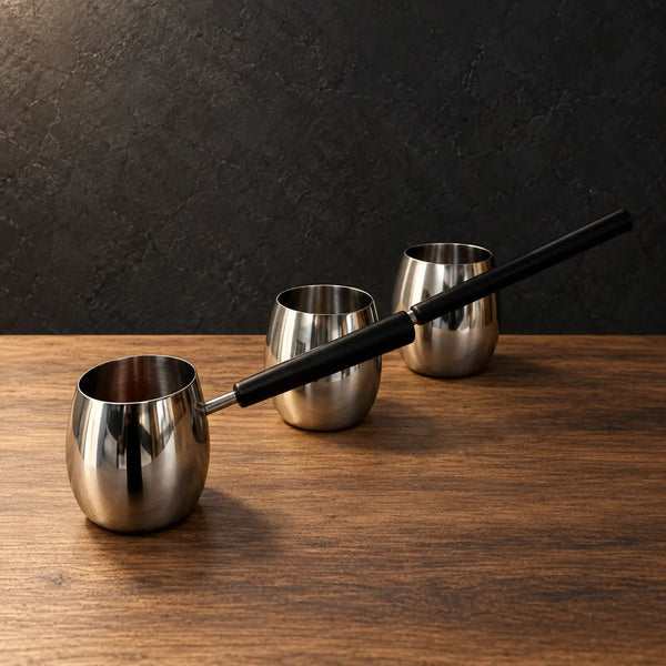 Gold Drum-Shaped Stainless Steel Milk Cup Range - HUFA Kitchenware