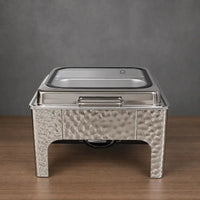 6.8L Square Type 201 Stainless Steel Chafer with Viewing Lid - HUFA Kitchenware