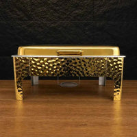 9L Rectangular Gold-Finish Chafing Dish with Large Viewing Window - HUFA Kitchenware