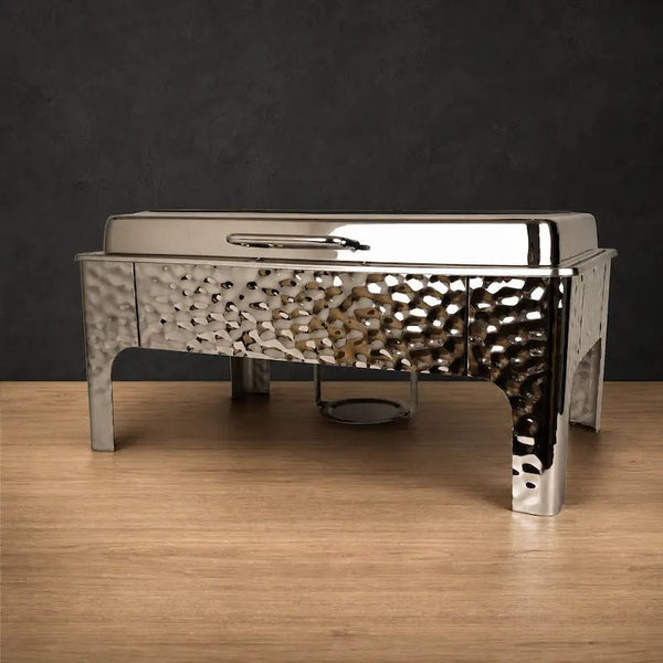 HUFA 9L Rectangular Silver-Finish Chafing Dish with Textured Frame and Viewing Lid
