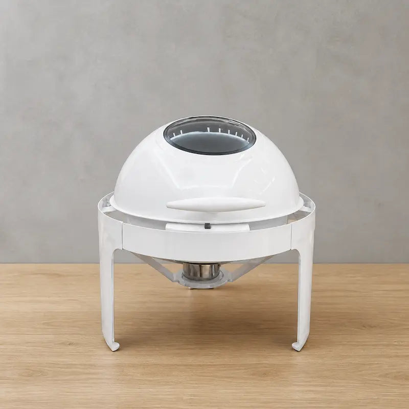 Black or White Round Viewing-Lid Chafer with Single or Dual Food Pans