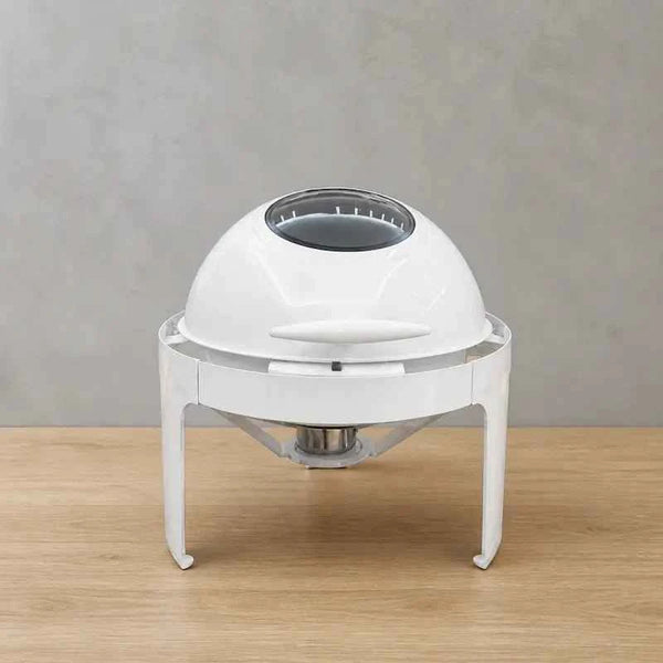 Monochrome Round Viewing-Lid Chafer with Two Pan Layouts