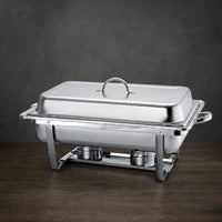 Classic Silver Foldable Rectangular Chafer with 9L or Two 4L Food Pans