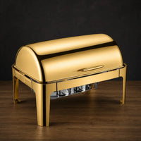 Full-Gold 11L Rectangular Roll-Top Chafing Dish with Solid Dome Lid