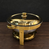 Full-Gold Round Stainless Steel Chafing Dish with 5L and 6L Options