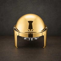 Full-Gold 6.8L Round Roll-Top Chafing Dish with Solid Full-Flip Dome Lid