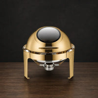 Full-Gold 6.8L Round Roll-Top Chafing Dish with Clear Viewing Window