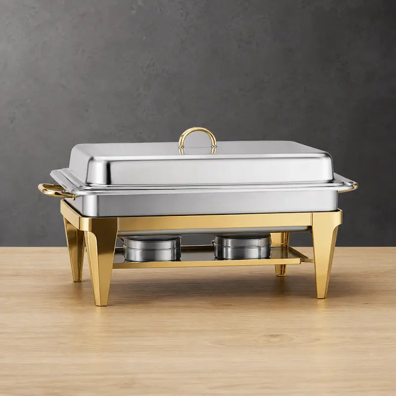 Half-Gold Foldable 9L Buffet Chafer with One to Four Pan Sections