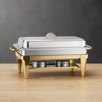 Half-Gold Foldable 9L Buffet Chafer with One to Four Pan Sections
