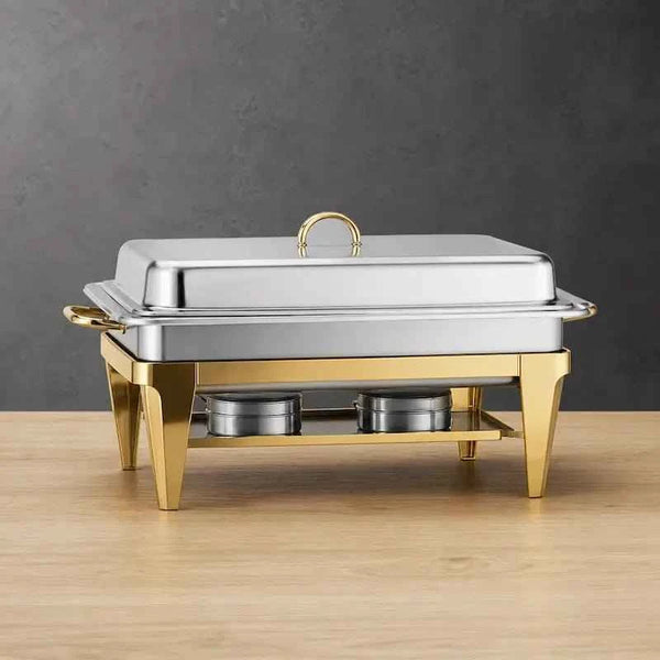 Half-Gold Foldable Buffet Chafer with Four 9L Pan Configurations