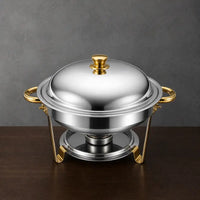 Half-Gold Round Stainless Steel Buffet Chafer in 5L and 6L Sizes