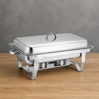 Polished Silver Foldable 9L Chafing Dish with Multiple Pan Configurations