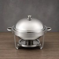 Round Stainless Steel Buffet Chafer with 5L and 6L Capacity Options