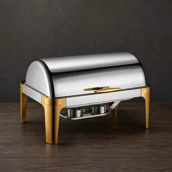 Two-Tone 11L Rectangular Buffet Chafer with Solid Dome Lid