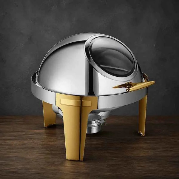 Two-Tone 6.8L Round Buffet Chafer with Viewing Window
