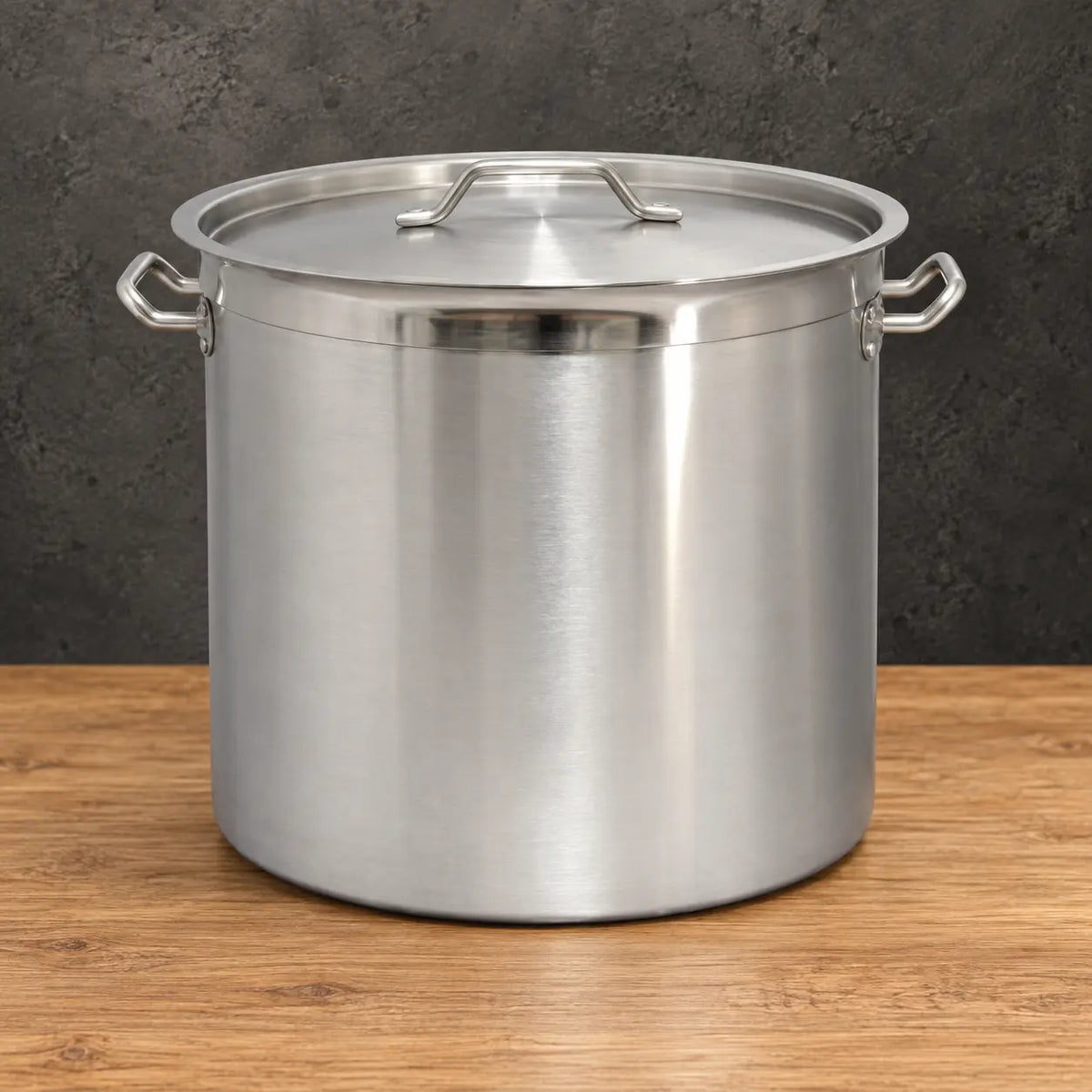 Large tall body stainless steel stock pot with lid and side handles