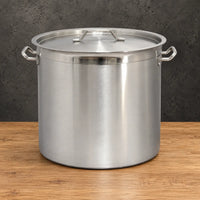 Large tall body stainless steel stock pot with lid and side handles