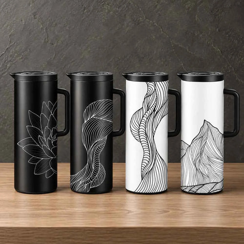 1L Monochrome Line Art Iron-Shell Thermos Bottle Factory