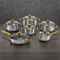 Orange 12-Piece Magnetic Stainless Steel Cookware Set - HUFA Kitchenware
