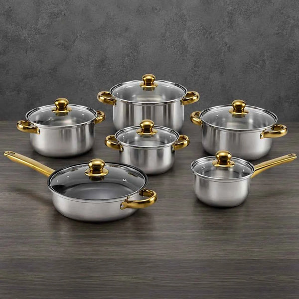 Orange 12-Piece Magnetic Stainless Steel Cookware Set