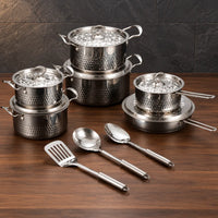 patterned 15-piece magnetic cookware set with decorated steel lids