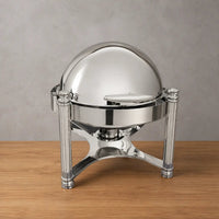 Polished Round Roman-Column Chafer with Solid Dome Lid - HUFA Kitchenware