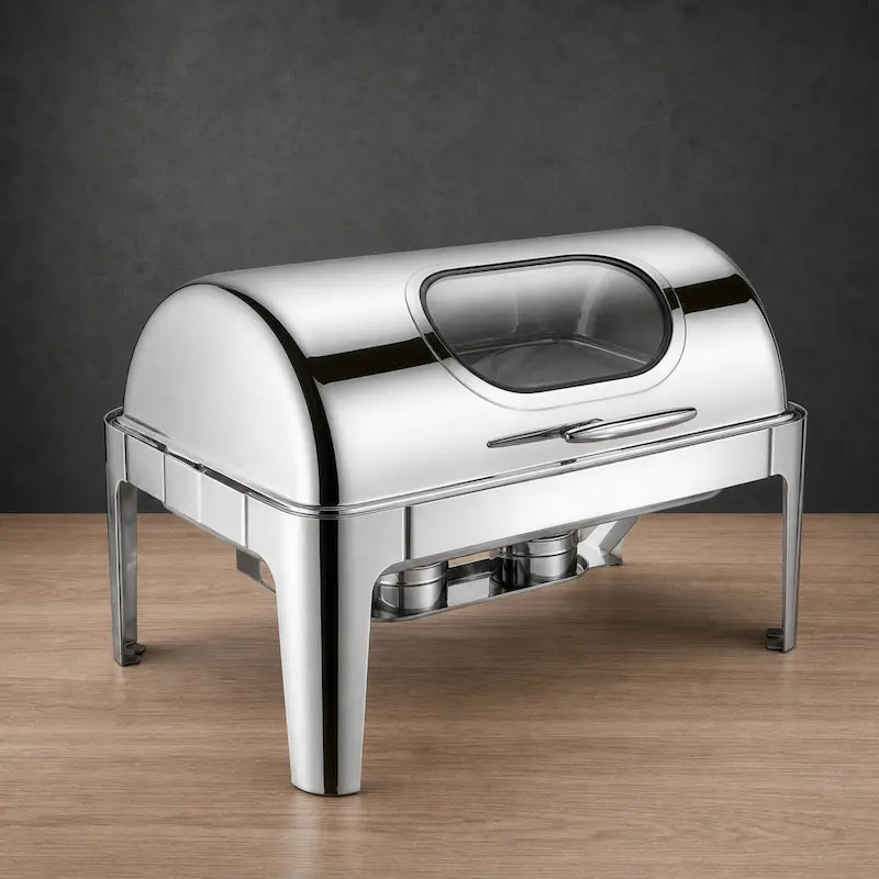 Polished Silver 11L Rectangular Chafer with Viewing Window