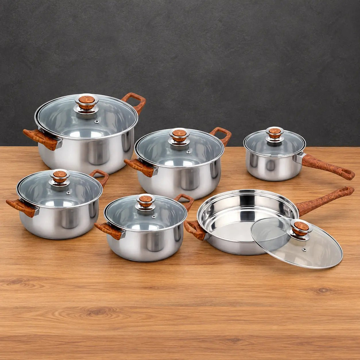 Polished Silver 12-Piece Double-Bottom Cookware Set - HUFA Kitchenware
