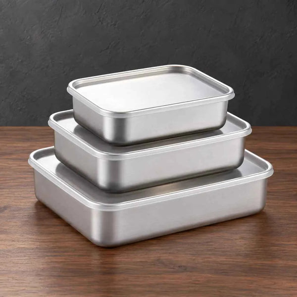 Low-Profile Three-Piece Rectangular Food Storage Container Set