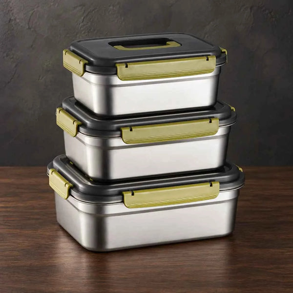 Three-Piece Rectangular Latching Food Storage Container Set