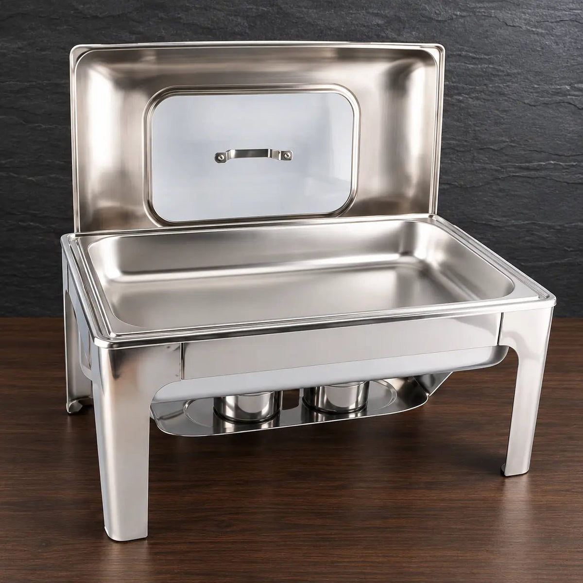 Rectangular Viewing Chafer with Hanging Lid and Single or Double Grid - HUFA Kitchenware