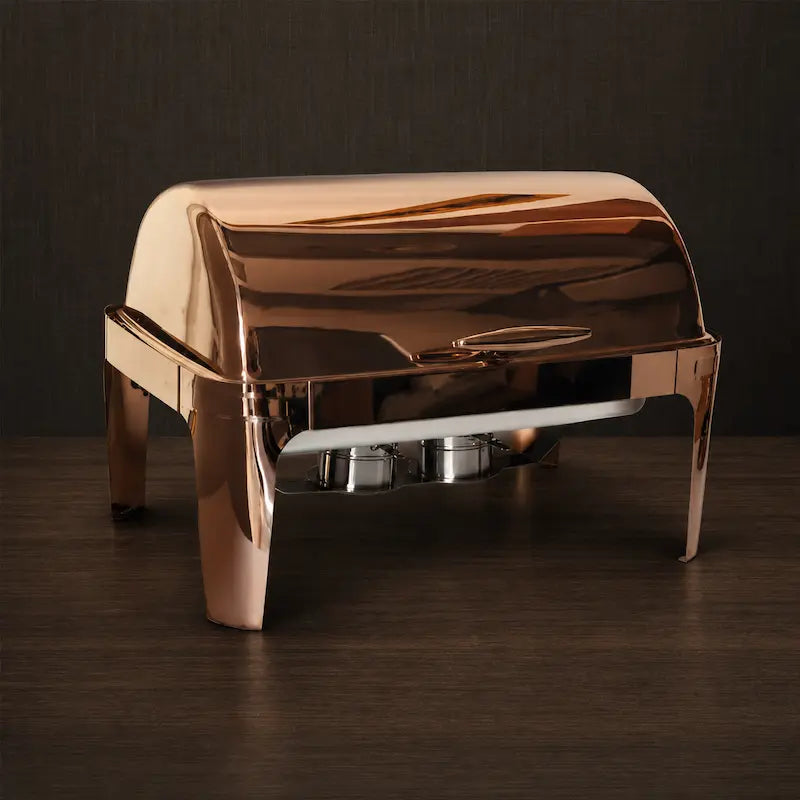 Rose-Gold Full-Size Buffet Chafer with Solid Flip Lid