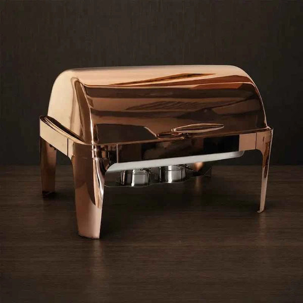 Rose-Gold Full-Size Buffet Chafer with Solid Flip Lid