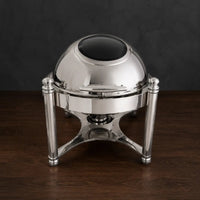 Round Silver Chafer with Roman-Column Frame and Viewing Window - HUFA Kitchenware