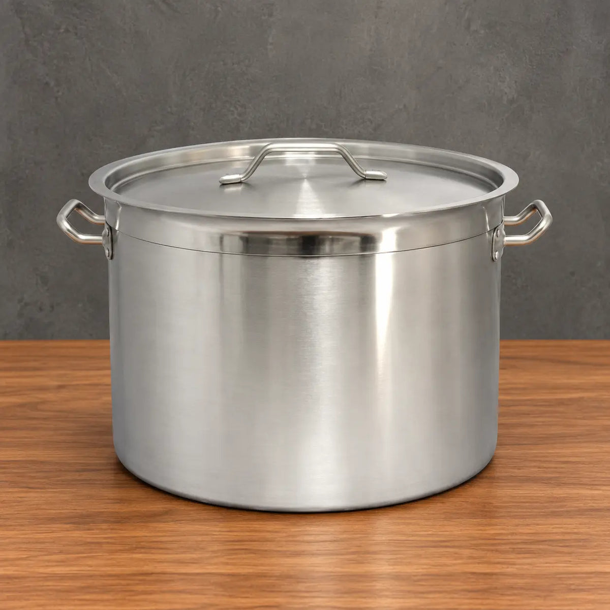 Short body 1.2 mm stainless steel stock pot with lid and side handles