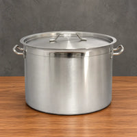 Short body 1.2 mm stainless steel stock pot with lid and side handles