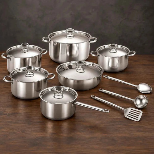 Factory-Made 15-Piece Magnetic Cookware Set with Steel Lids